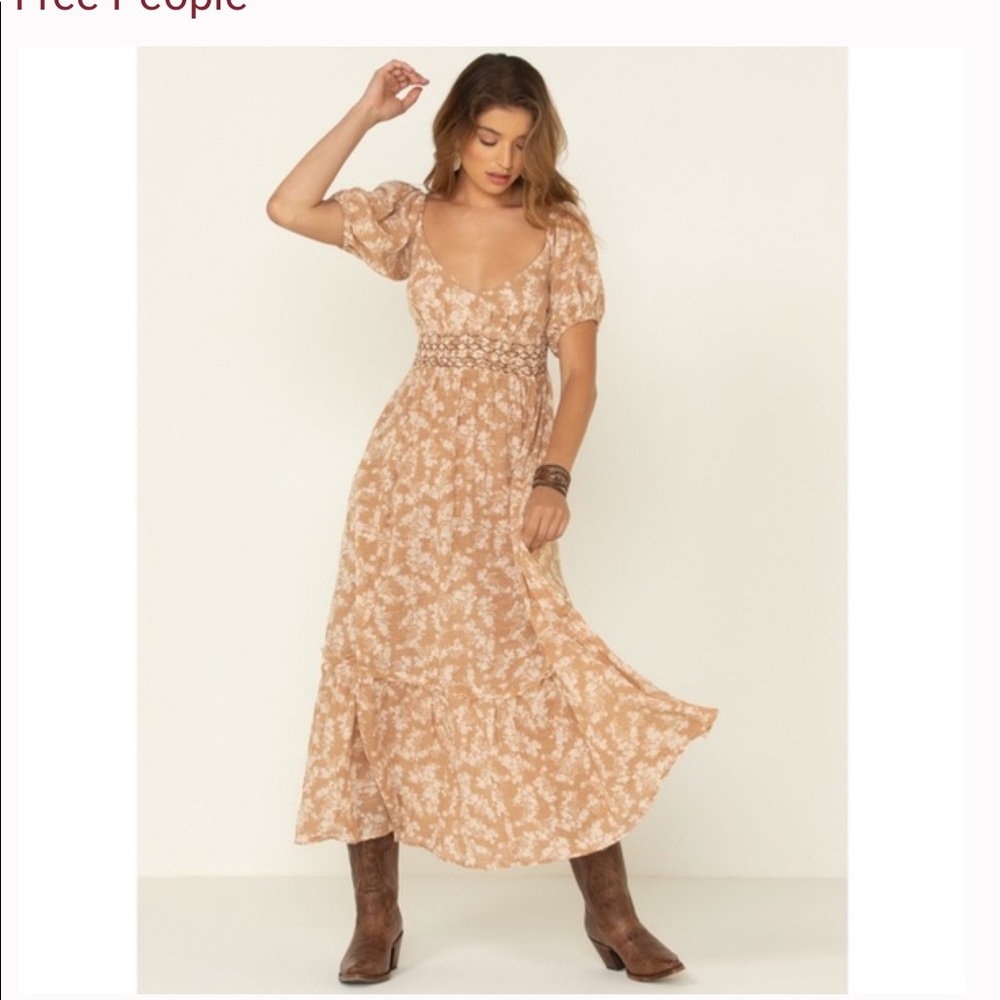 NWT Free People Ellie Printed MaxiDress in Neutral - Picture 8 of 16